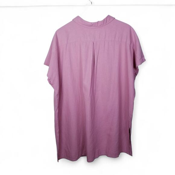 ellos Shirt Dress Linen/Rayon Blend Style 30-2072-4 Pink S/S - Size L - Picture 3 of 6